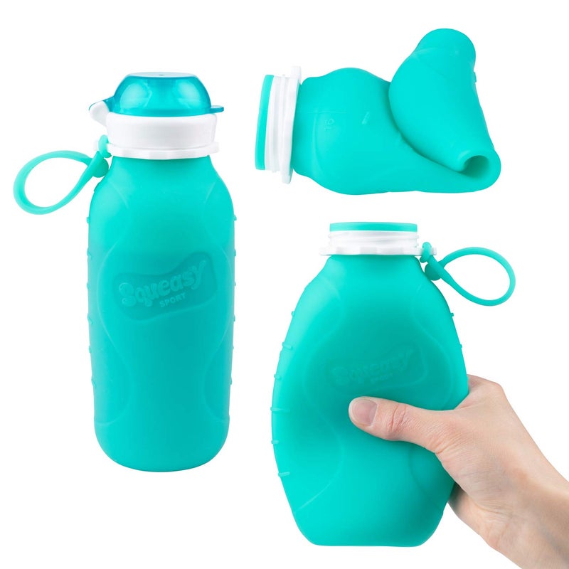Squeasy Snacker Blue 16 oz Squeasy Snacker Spill Proof Silicone Reusable Pouch - For Soft Foods & Liquids - Water, Apple Sauce, Yogurt, Smoothies, Baby Food - Dishwasher Safe - Image 3